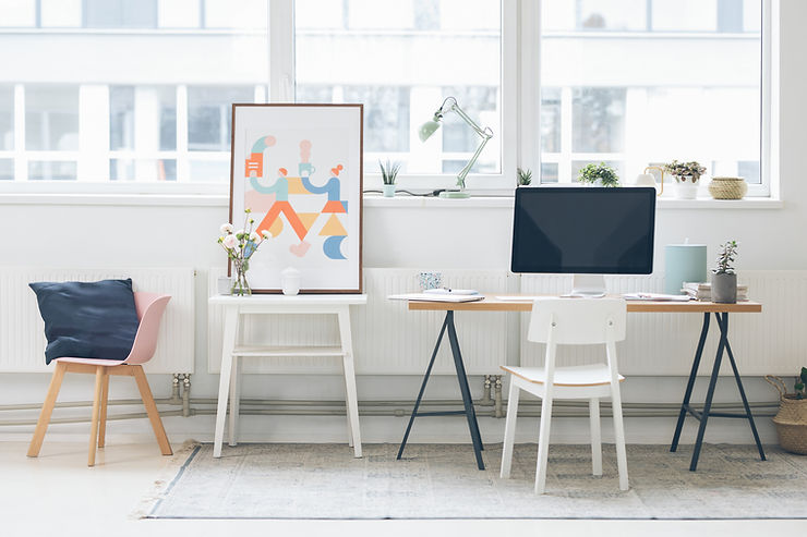 studio with painting and computer 