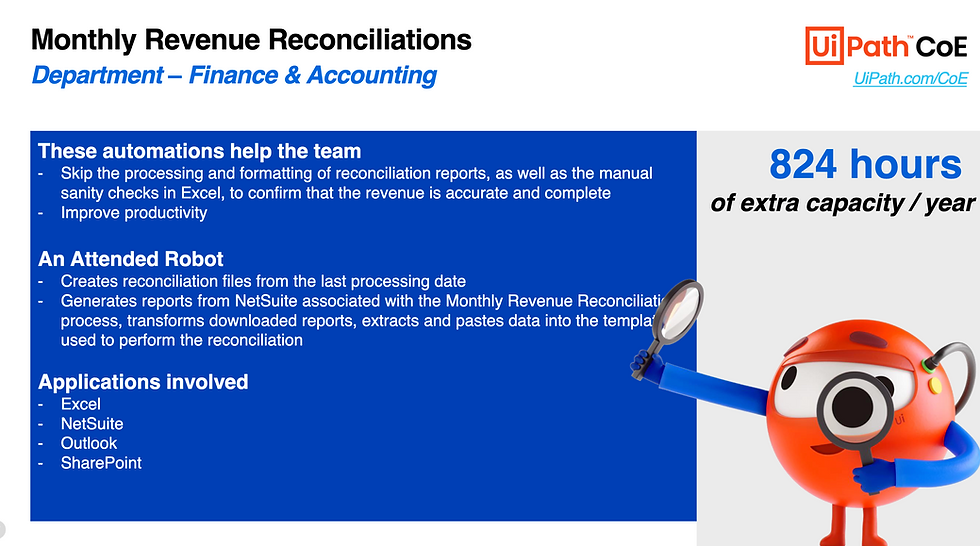 monthly revenue reconciliations slide presentation